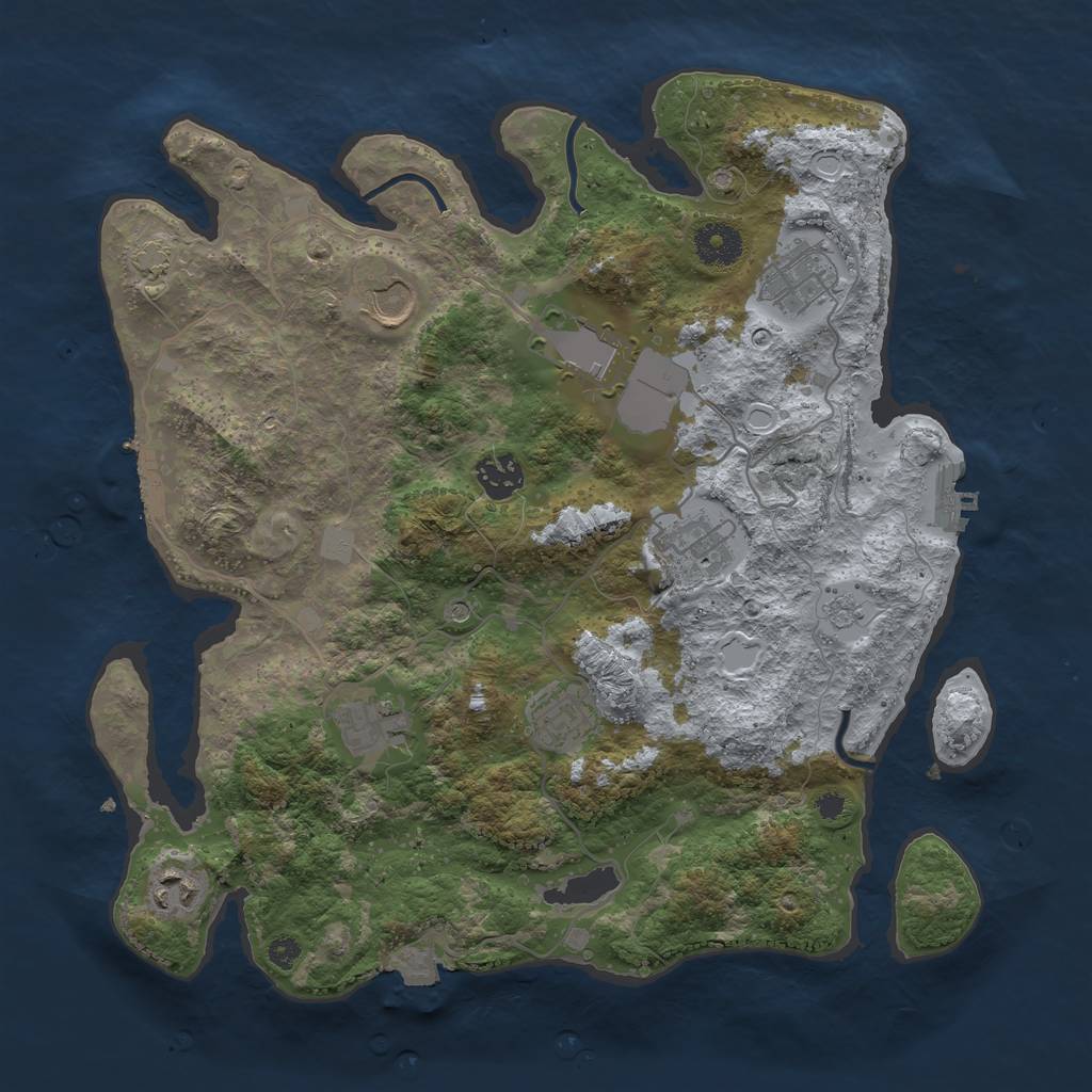 Rust Map: Procedural Map, Size: 3550, Seed: 93571314, 16 Monuments