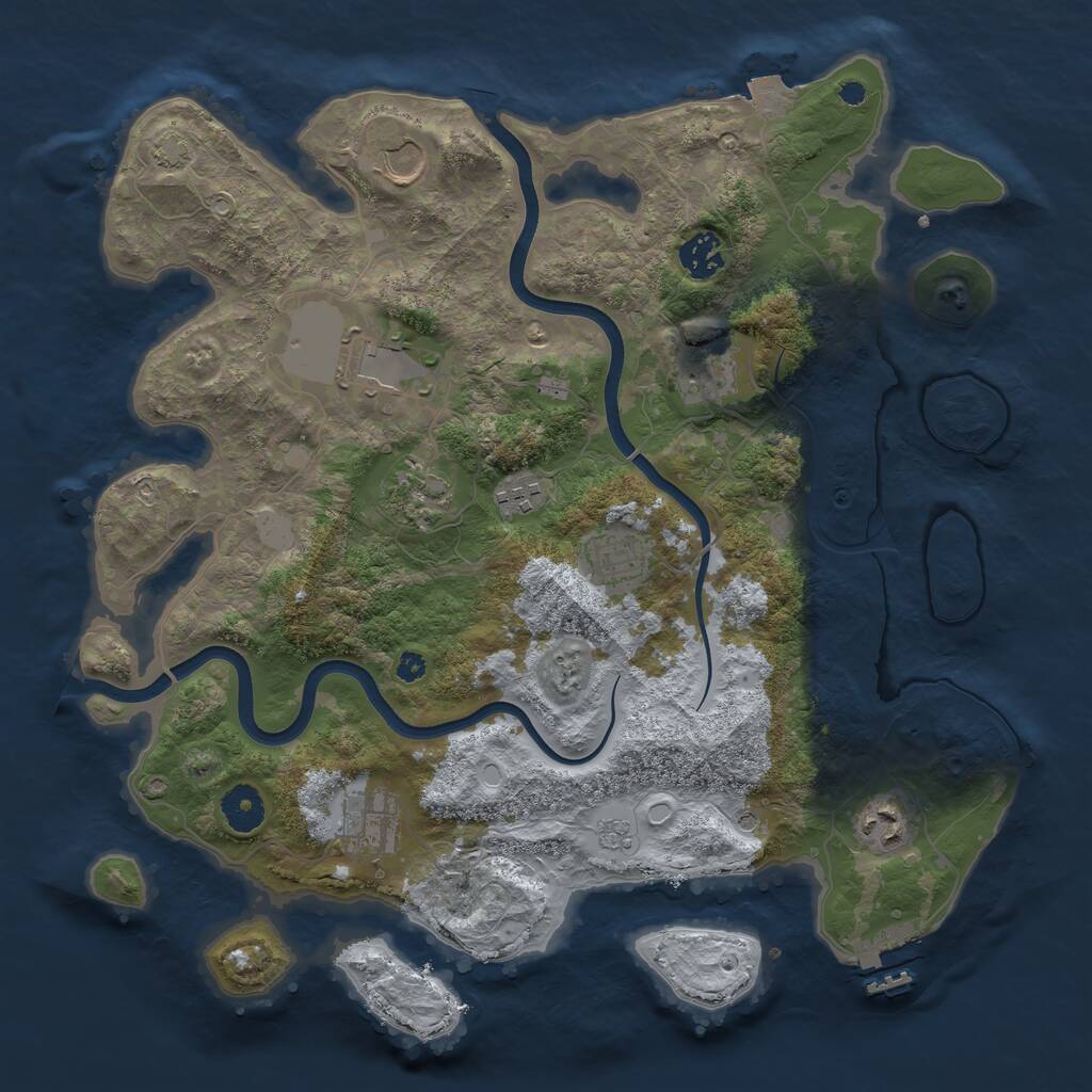 Rust Map: Procedural Map, Size: 3700, Seed: 72396547, 14 Monuments