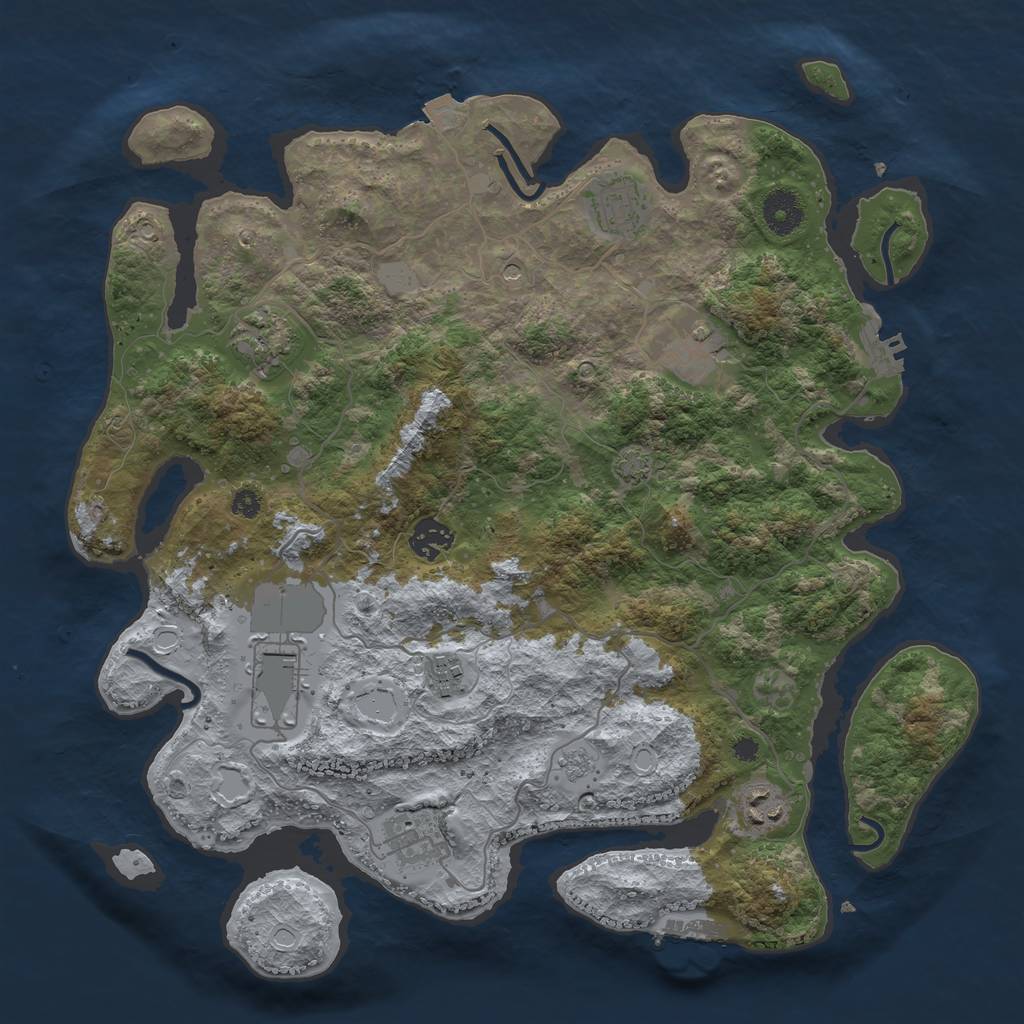 Rust Map: Procedural Map, Size: 3700, Seed: 32963212, 16 Monuments