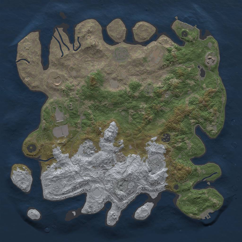 Rust Map: Procedural Map, Size: 4000, Seed: 42770704, 17 Monuments