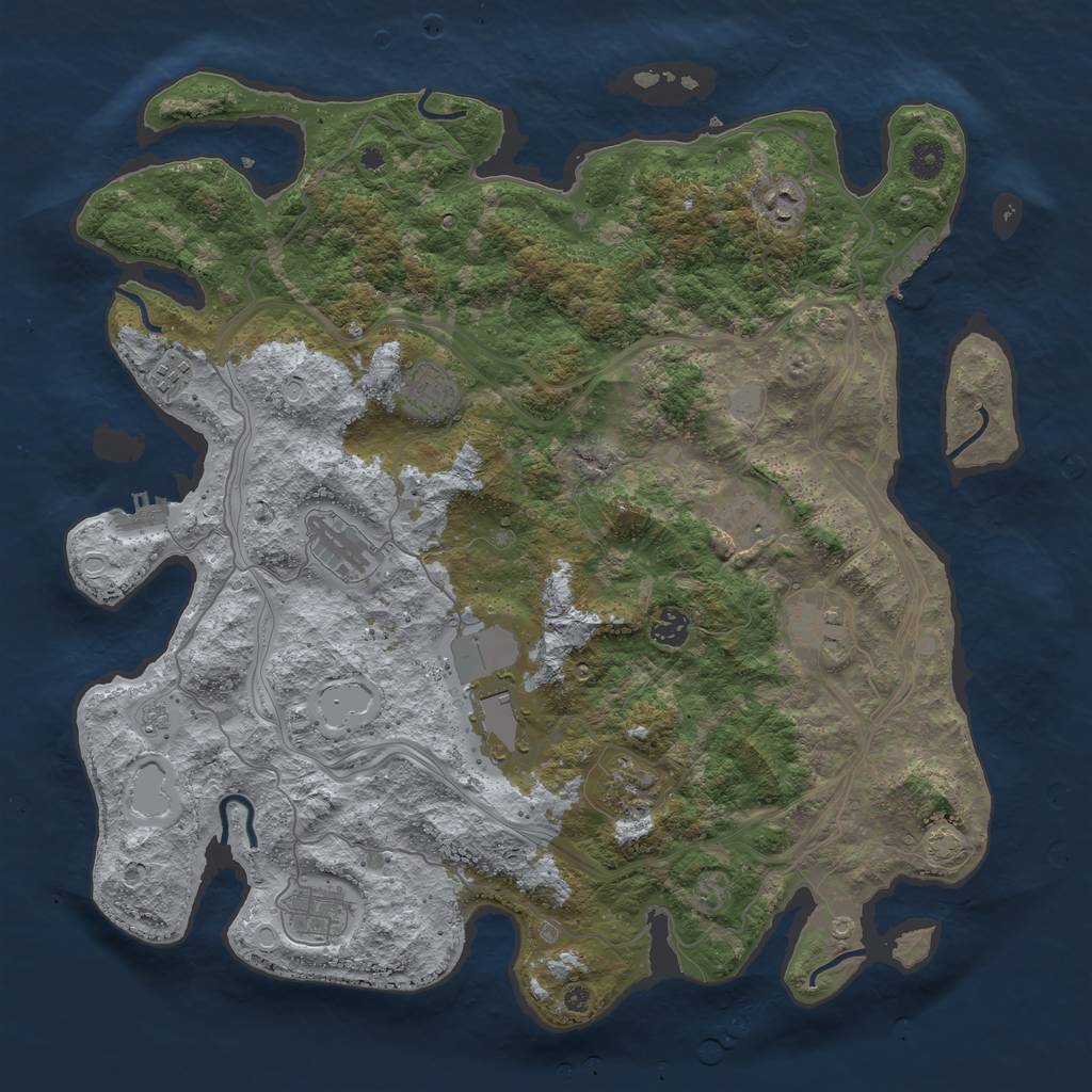 Rust Map: Procedural Map, Size: 4300, Seed: 55079443, 17 Monuments