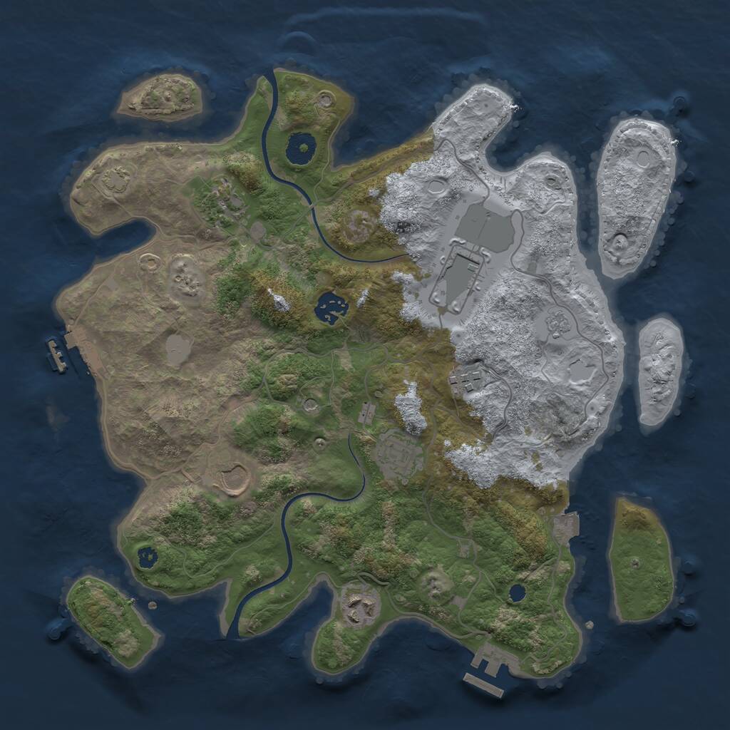 Rust Map: Procedural Map, Size: 3500, Seed: 641633588, 13 Monuments