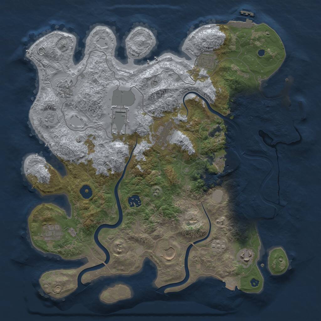 Rust Map: Procedural Map, Size: 3750, Seed: 7288959, 16 Monuments