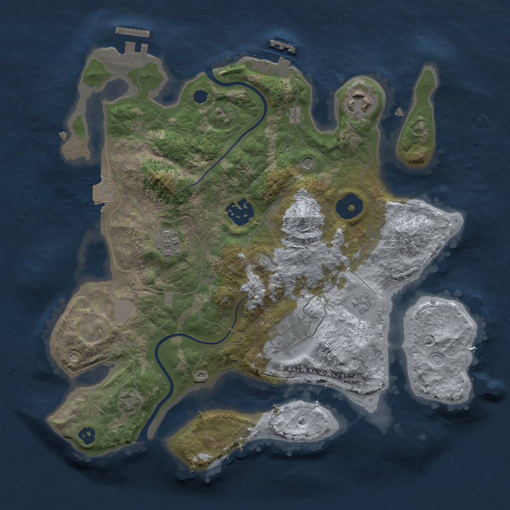 Rust Map: Procedural Map, Size: 3000, Seed: 22521, 10 Monuments
