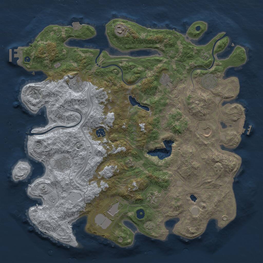 Rust Map: Procedural Map, Size: 4250, Seed: 992048970, 16 Monuments