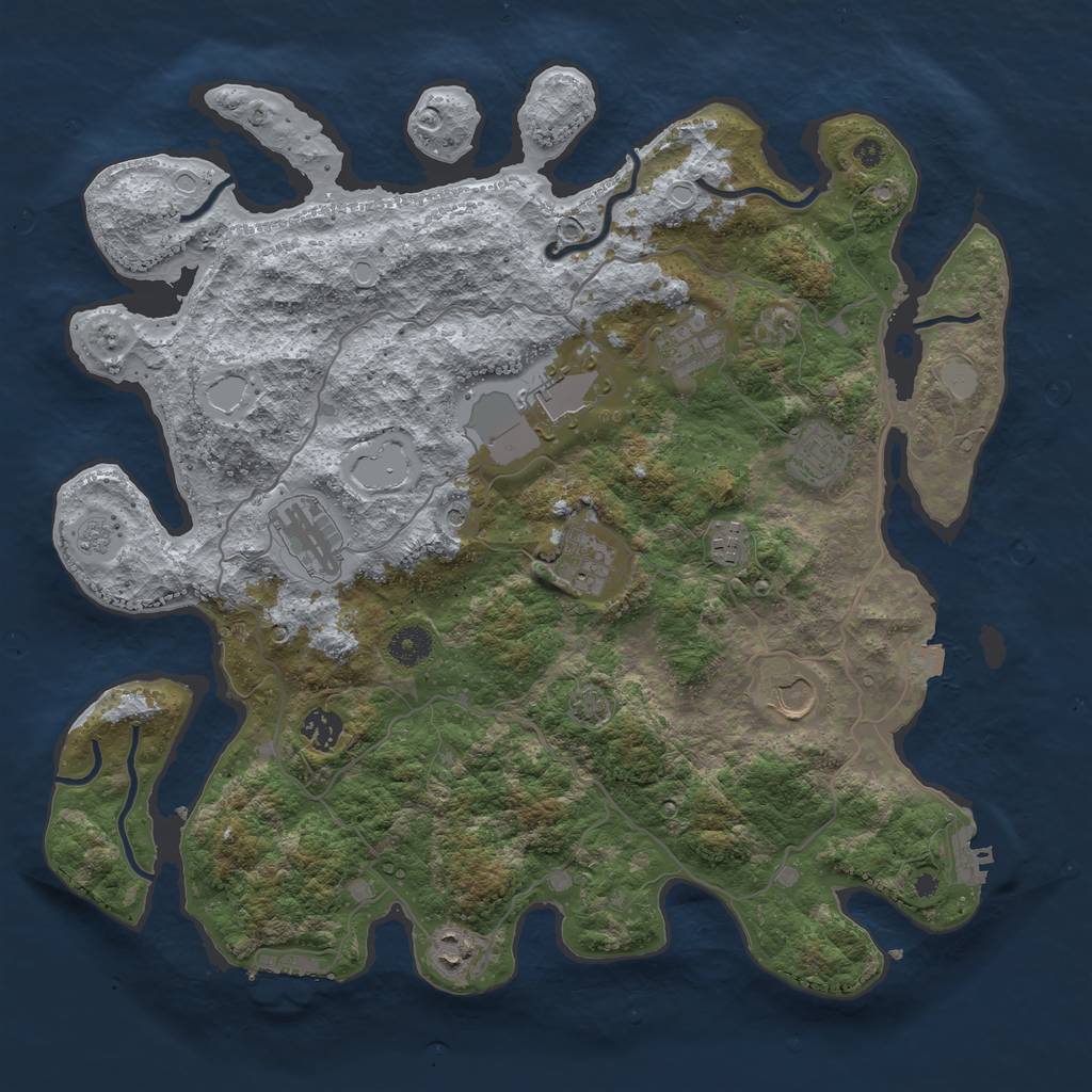 Rust Map: Procedural Map, Size: 4000, Seed: 58537128, 17 Monuments
