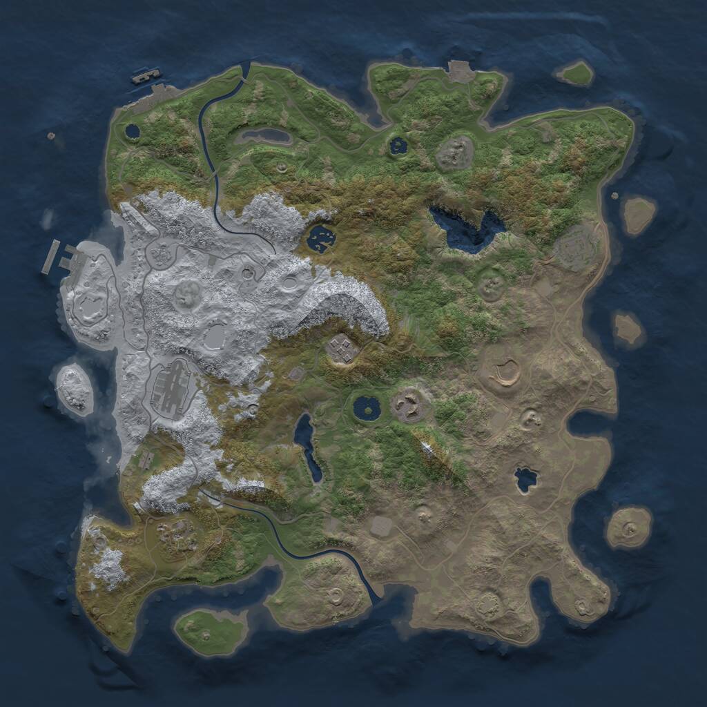 Rust Map: Procedural Map, Size: 4000, Seed: 73556088, 13 Monuments
