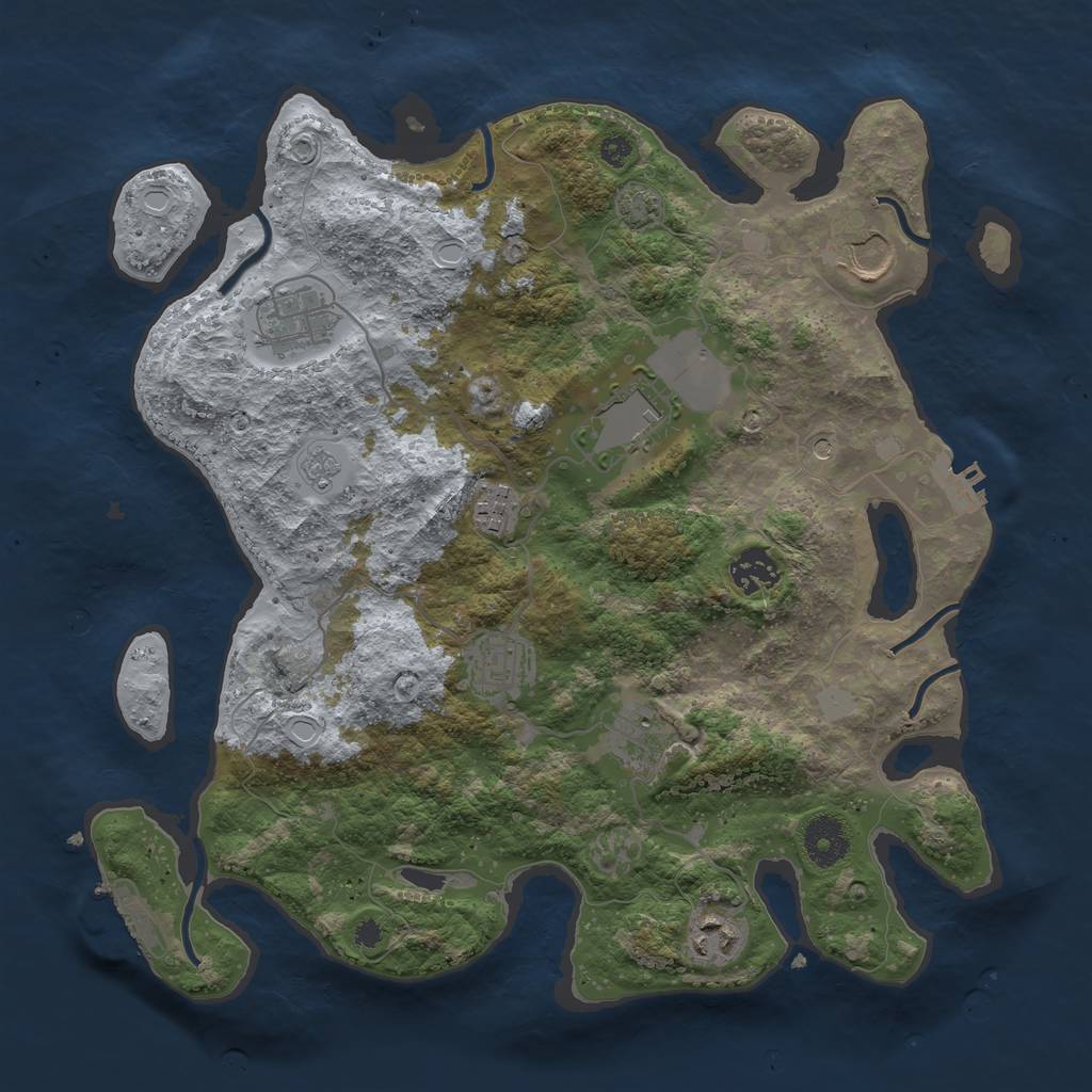 Rust Map: Procedural Map, Size: 3500, Seed: 747983430, 16 Monuments