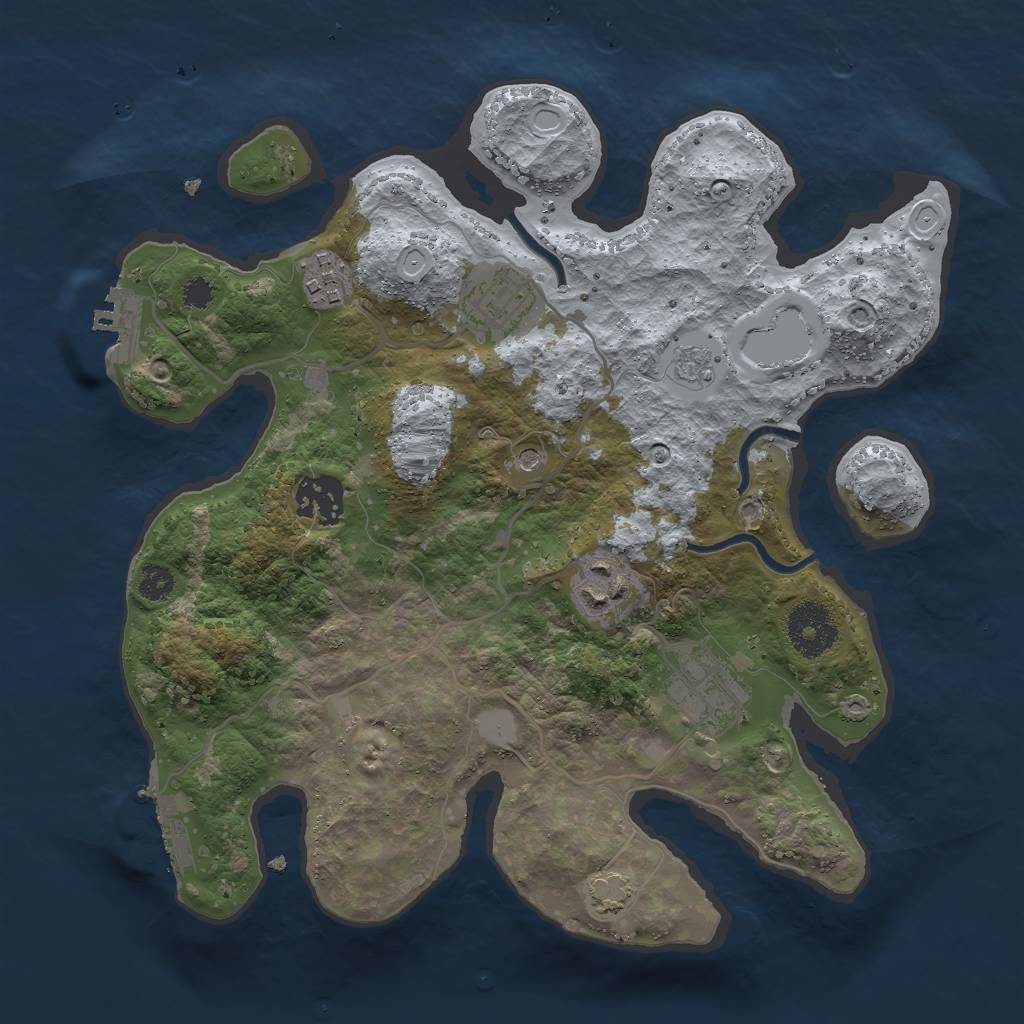 Rust Map: Procedural Map, Size: 3000, Seed: 1624, 13 Monuments