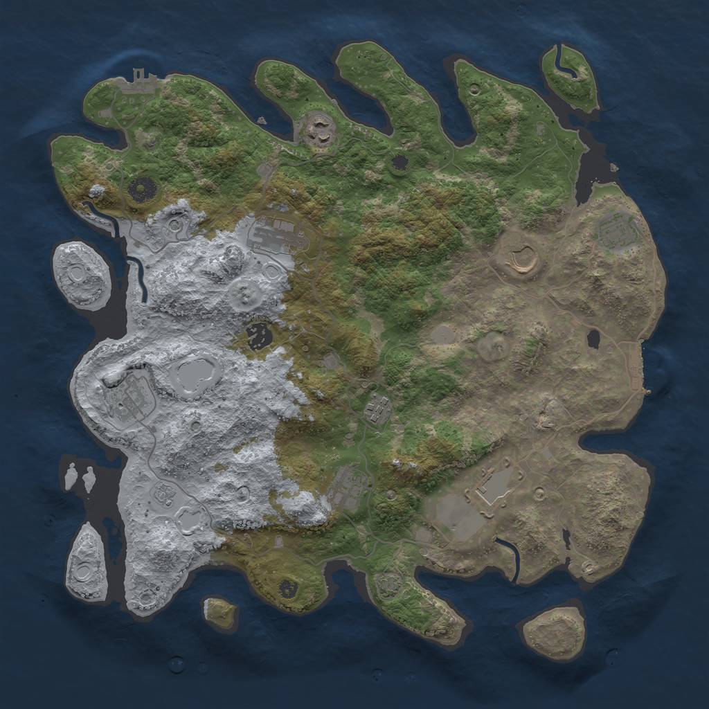 Rust Map: Procedural Map, Size: 3950, Seed: 64879978, 17 Monuments