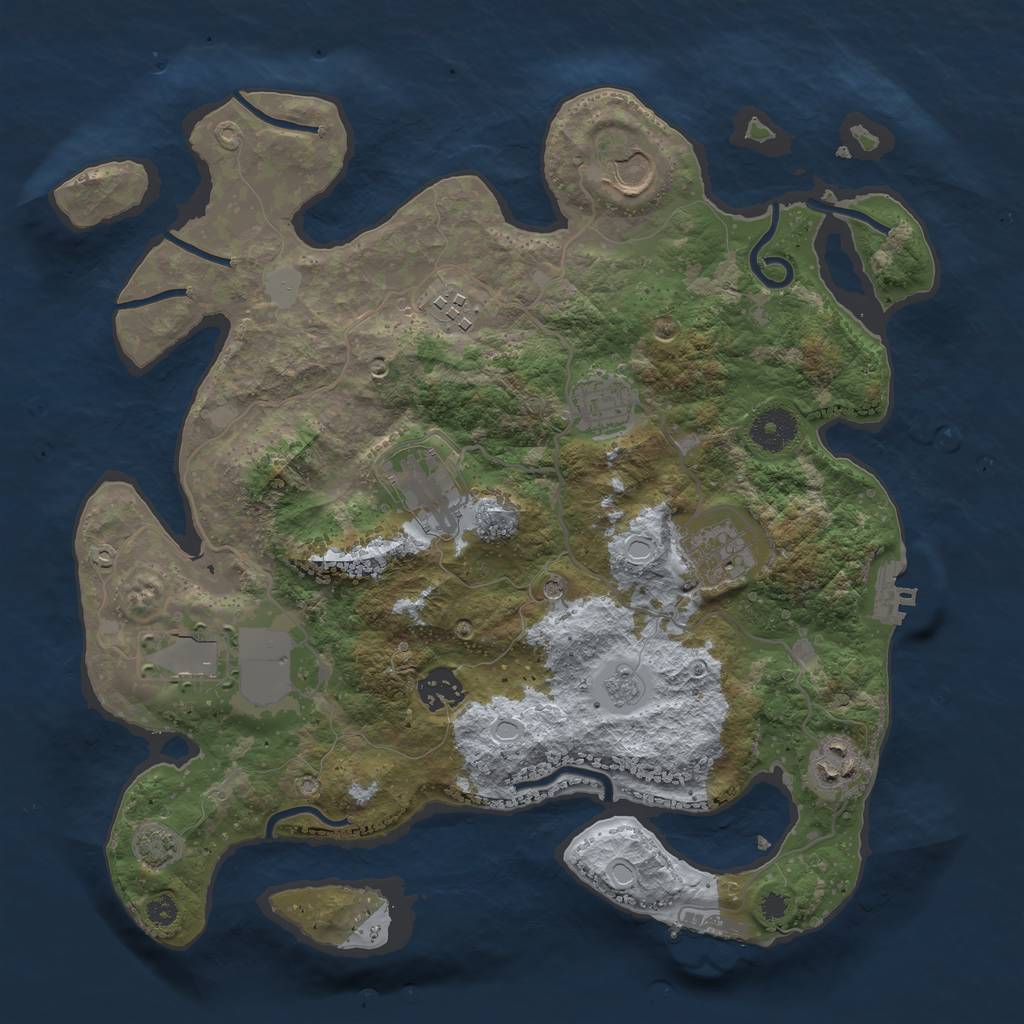 Rust Map: Procedural Map, Size: 3500, Seed: 453412313, 16 Monuments