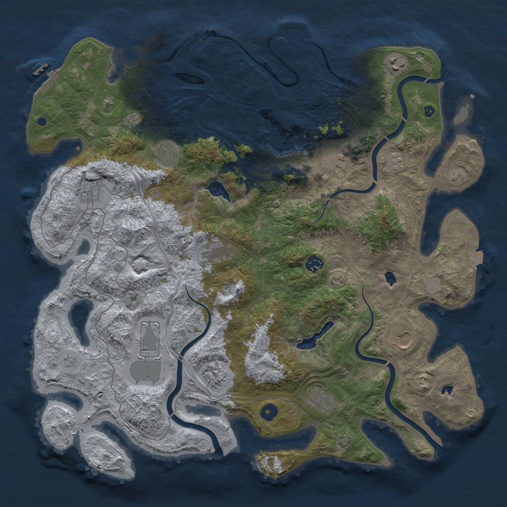Rust Map: Procedural Map, Size: 4500, Seed: 881597529, 17 Monuments