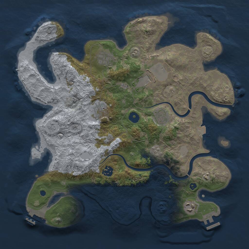 Rust Map: Procedural Map, Size: 3550, Seed: 54802284, 13 Monuments