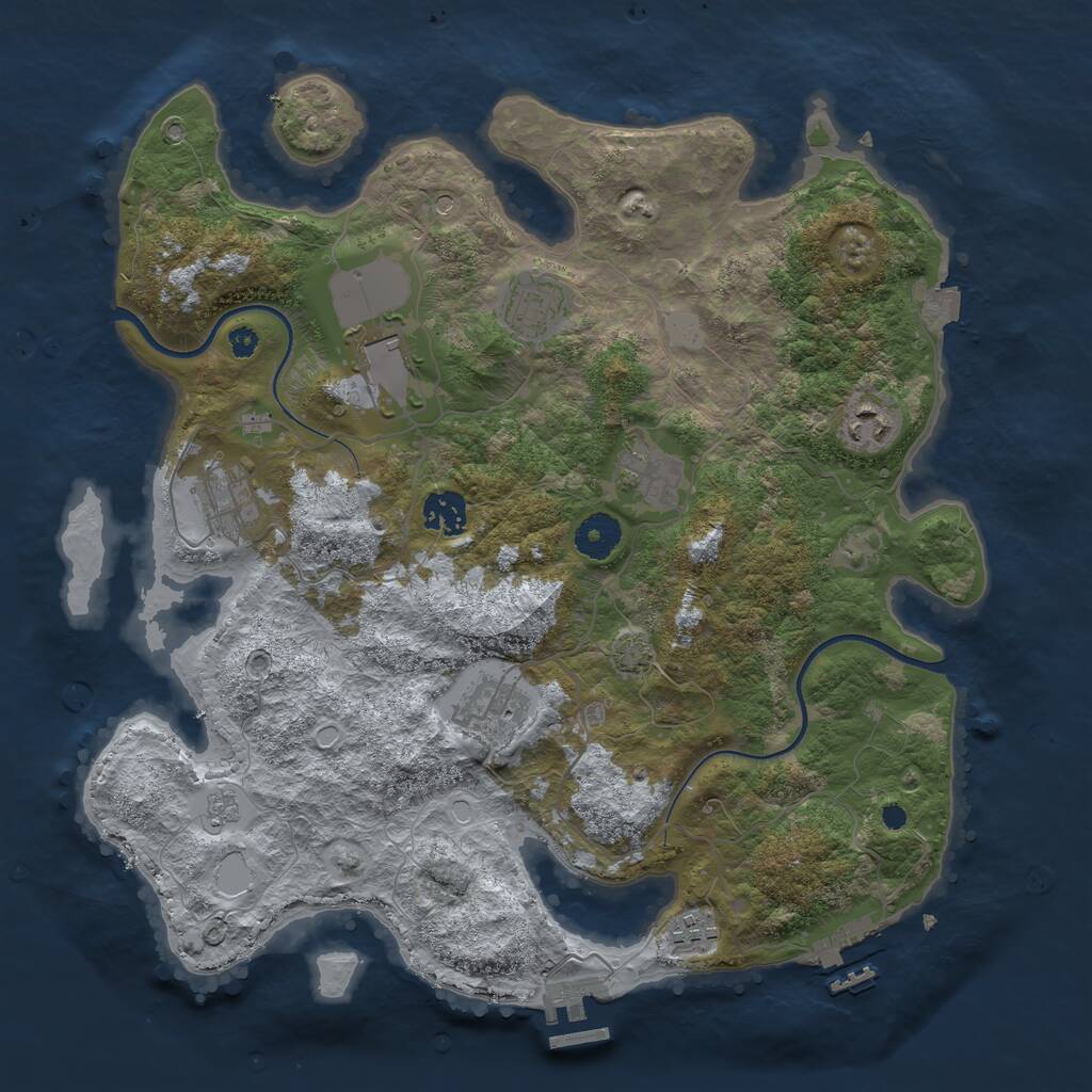 Rust Map: Procedural Map, Size: 3650, Seed: 90905888, 14 Monuments