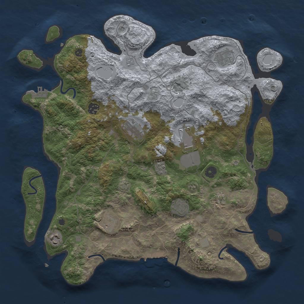 Rust Map: Procedural Map, Size: 4000, Seed: 1814892246, 17 Monuments