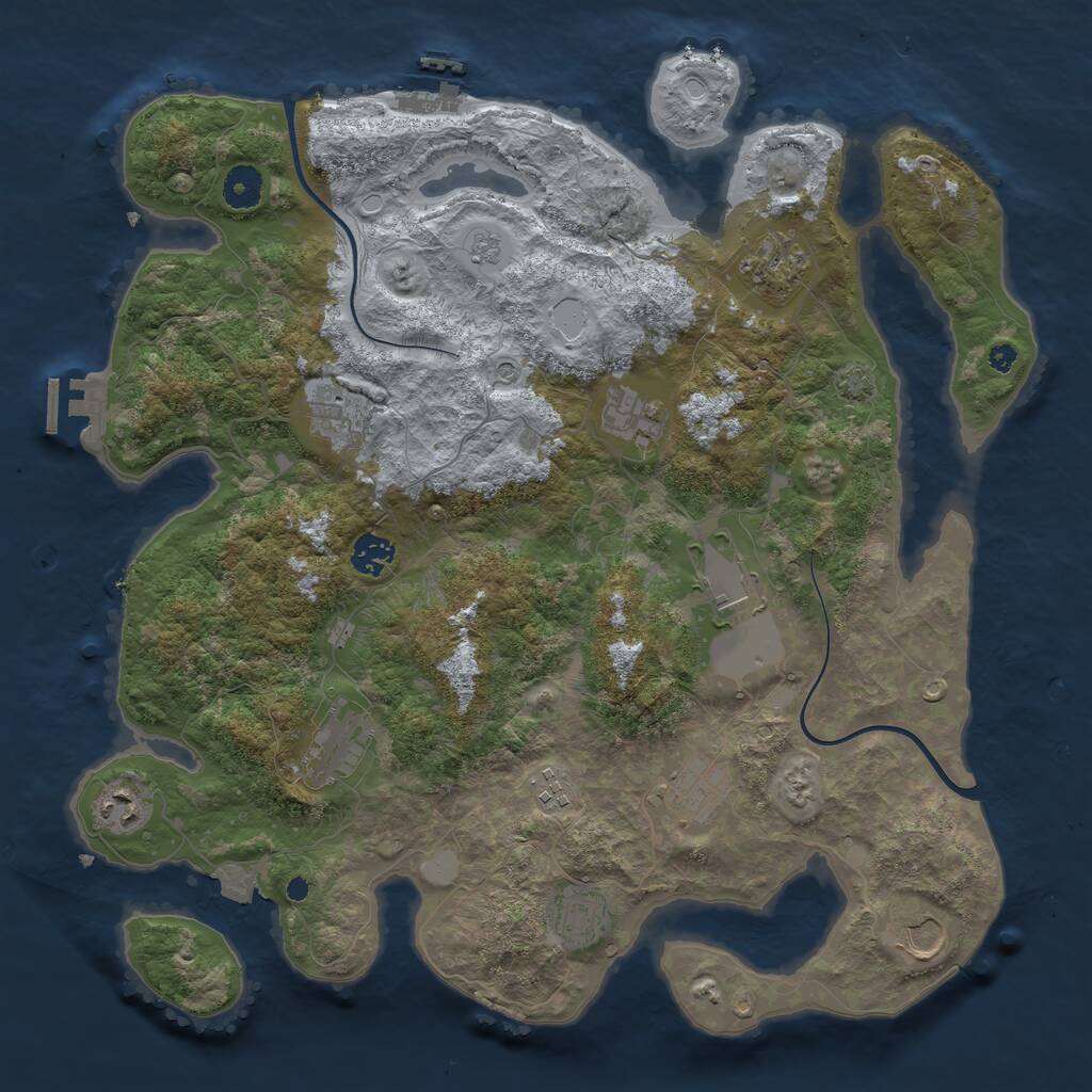 Rust Map: Procedural Map, Size: 3950, Seed: 19591274, 17 Monuments