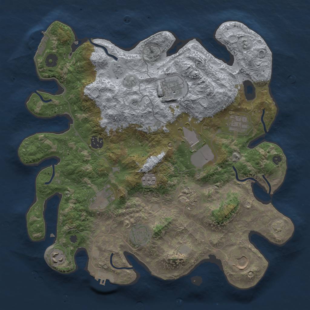 Rust Map: Procedural Map, Size: 3538, Seed: 1884607728, 18 Monuments