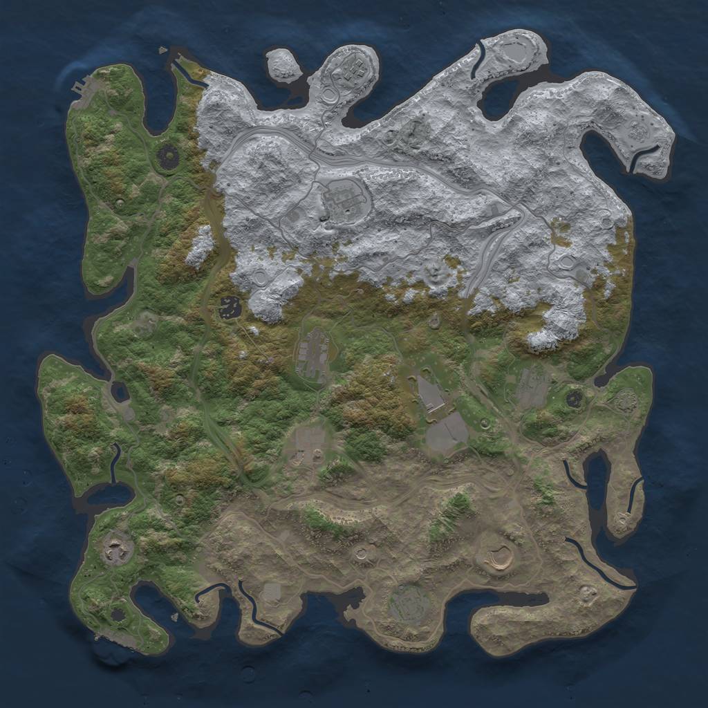 Rust Map: Procedural Map, Size: 4400, Seed: 2609235, 18 Monuments