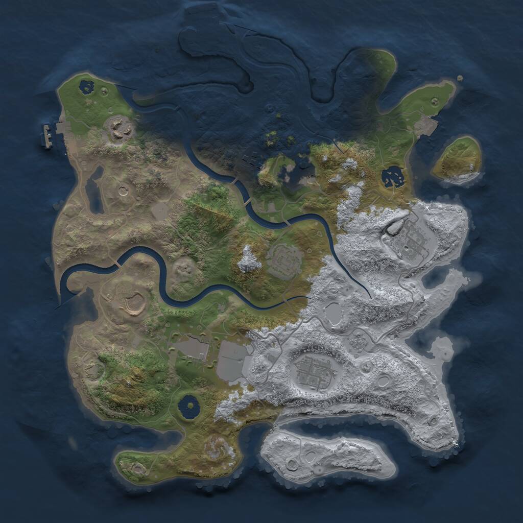 Rust Map: Procedural Map, Size: 3500, Seed: 87166098, 15 Monuments