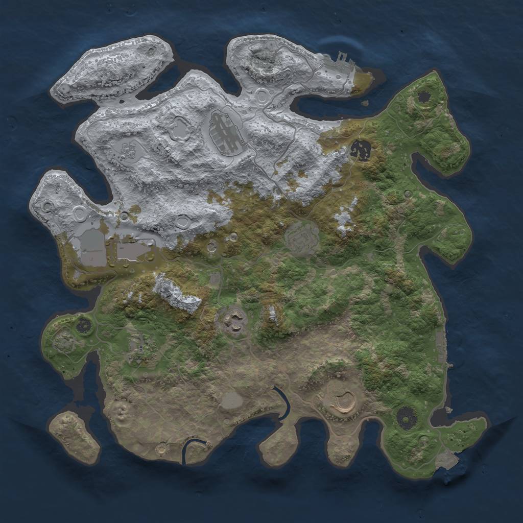Rust Map: Procedural Map, Size: 3650, Seed: 576030793, 15 Monuments