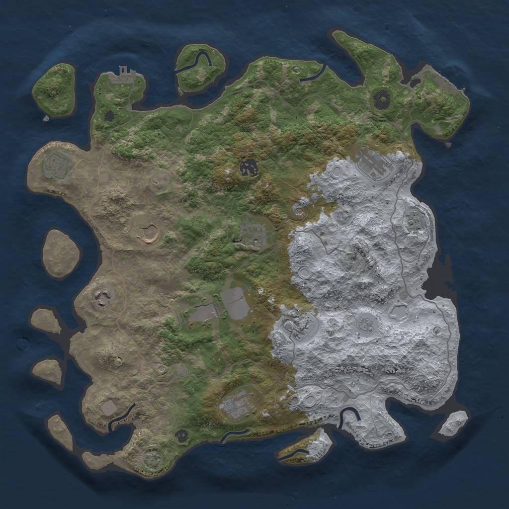 Rust Map: Procedural Map, Size: 4100, Seed: 50286740, 18 Monuments