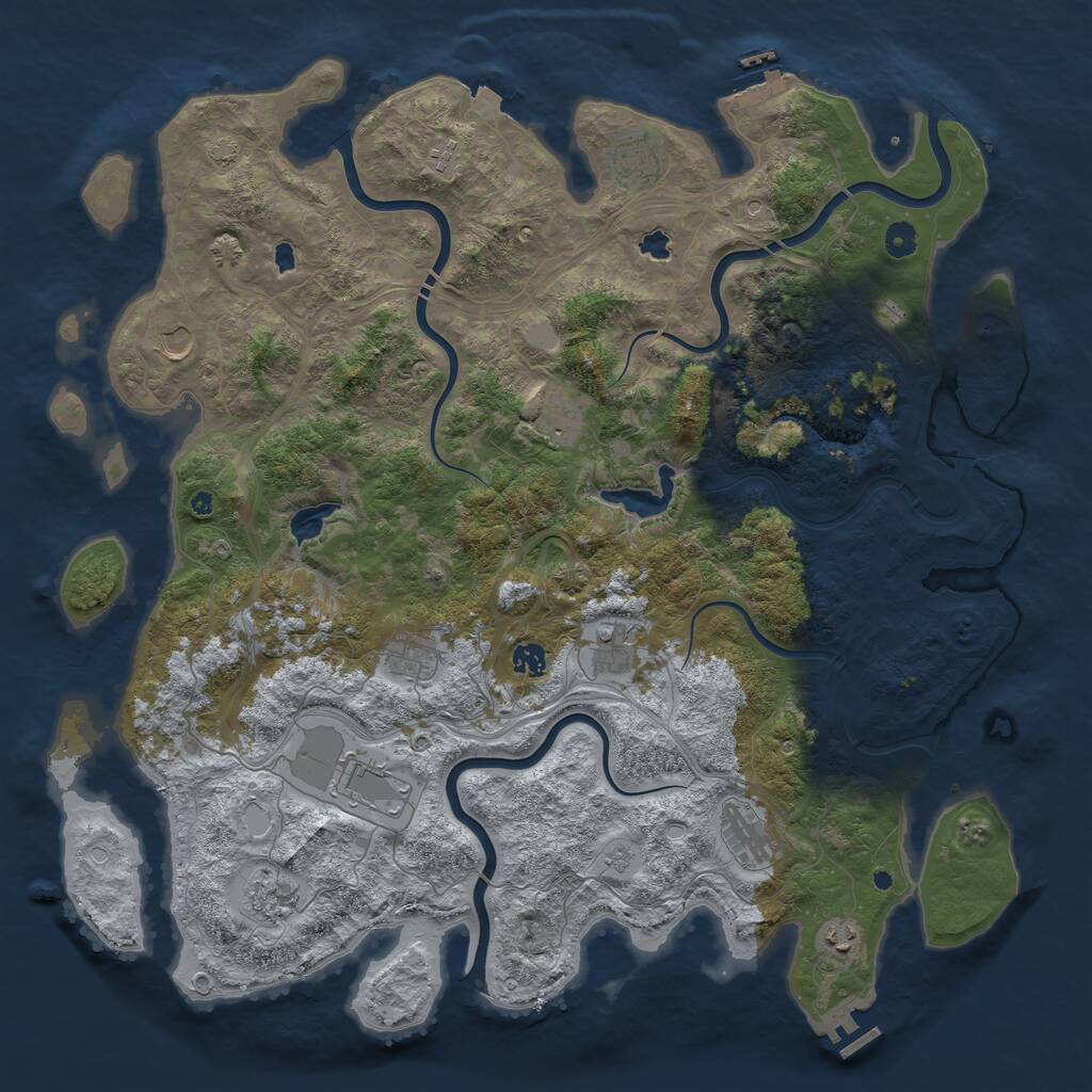 Rust Map: Procedural Map, Size: 4800, Seed: 1376126694, 17 Monuments