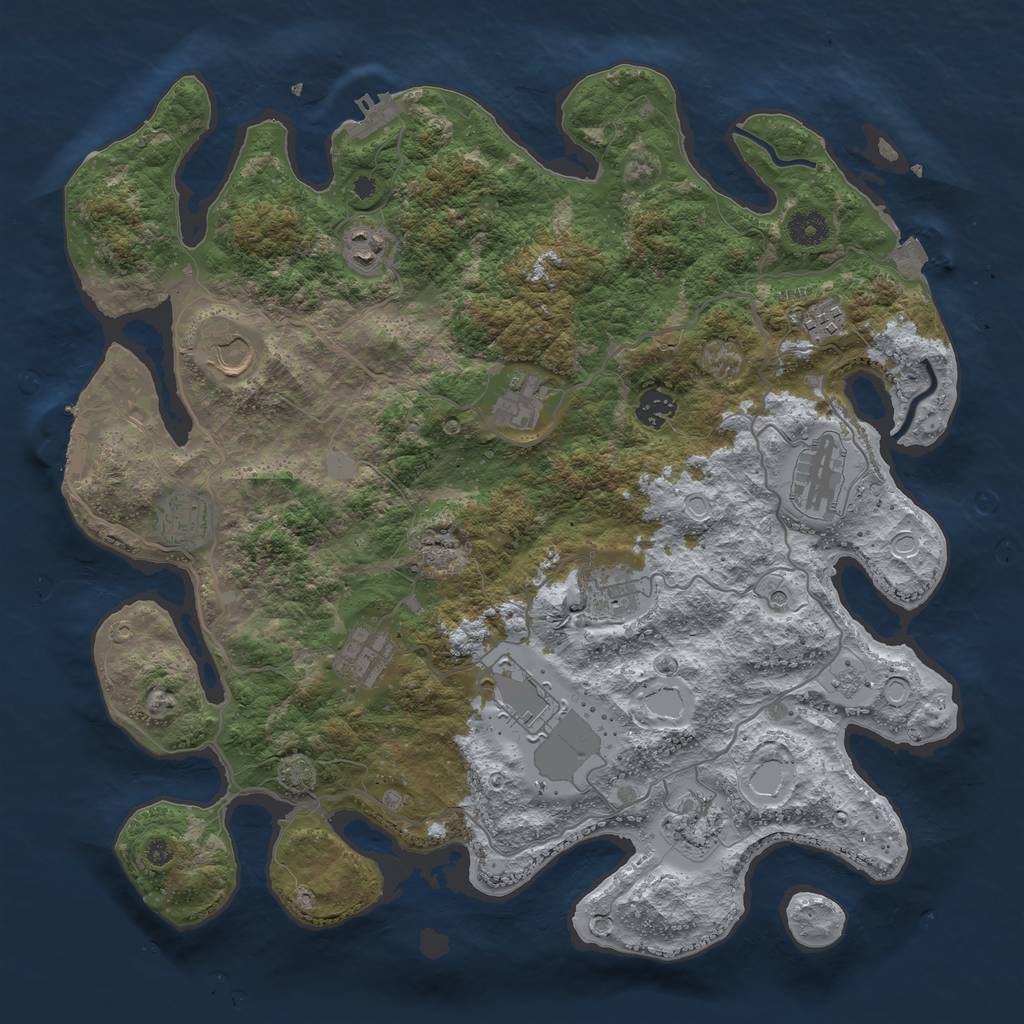 Rust Map: Procedural Map, Size: 4000, Seed: 1241573749, 19 Monuments