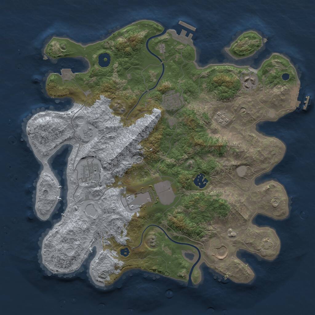 Rust Map: Procedural Map, Size: 3500, Seed: 891486083, 13 Monuments