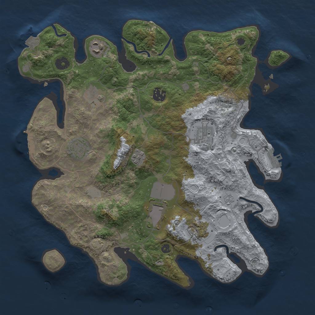 Rust Map: Procedural Map, Size: 3500, Seed: 1802005279, 15 Monuments