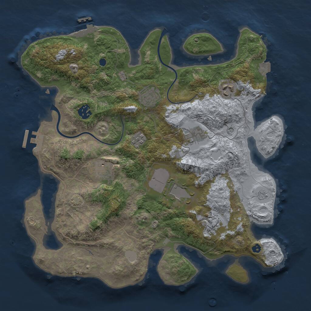 Rust Map: Procedural Map, Size: 3500, Seed: 162596819, 14 Monuments