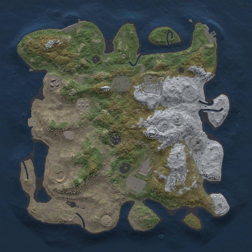 Rust Map: Procedural Map, Size: 3500, Seed: 162596819, 16 Monuments