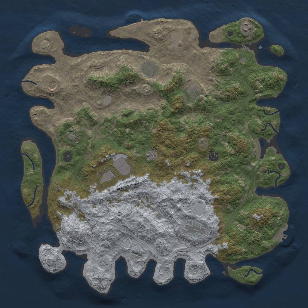 Rust Map: Procedural Map, Size: 4500, Seed: 1044519293, 18 Monuments