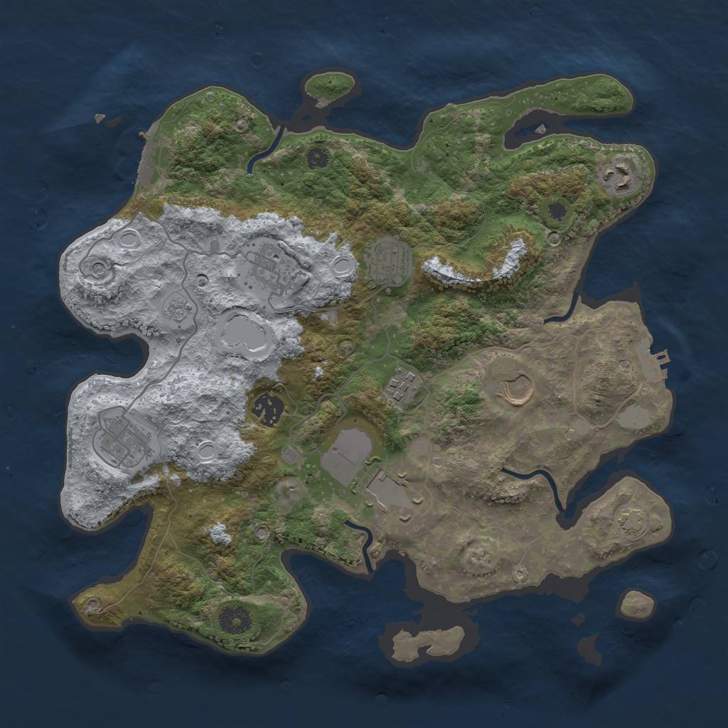 Rust Map: Procedural Map, Size: 3500, Seed: 1150415460, 16 Monuments
