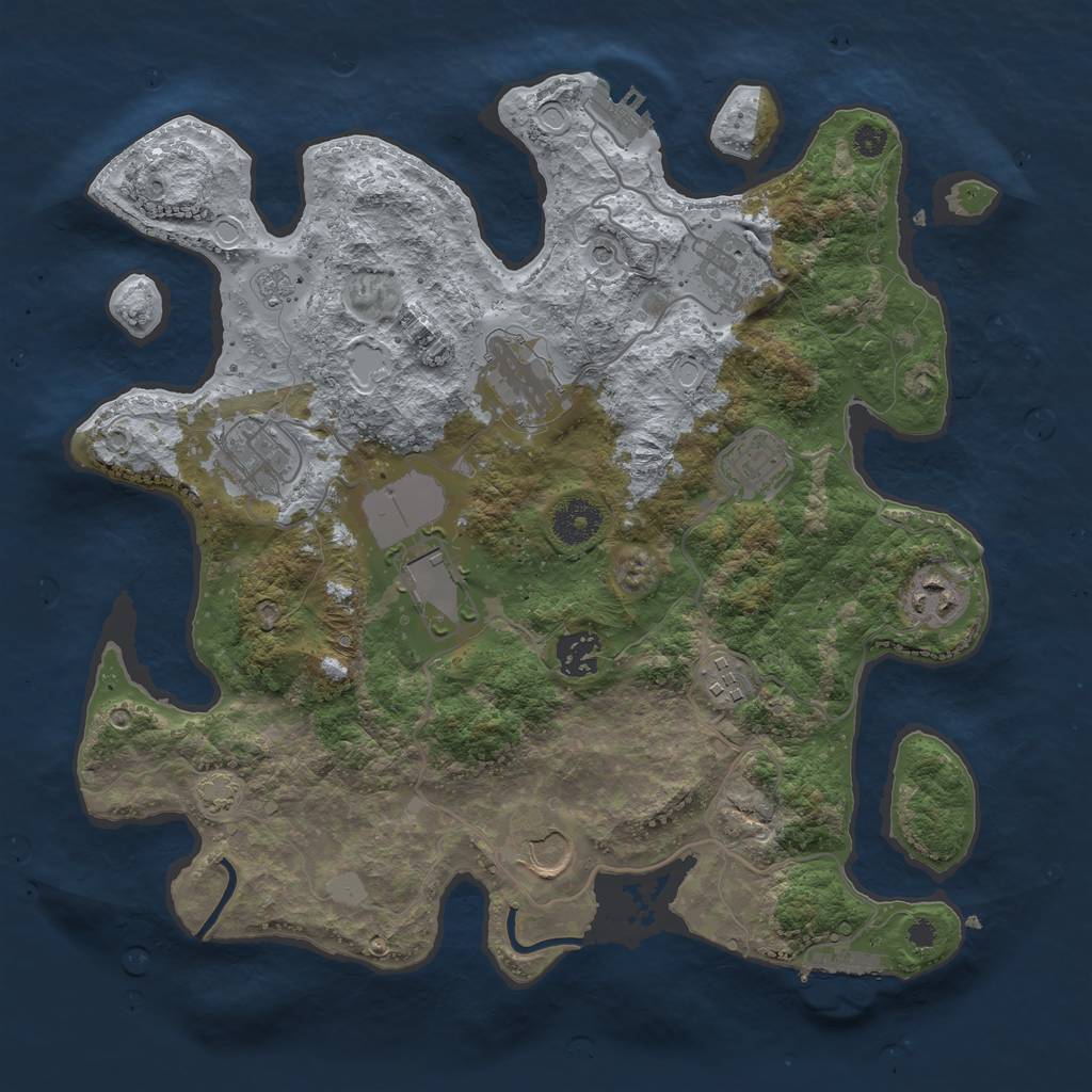 Rust Map: Procedural Map, Size: 3500, Seed: 1011605919, 17 Monuments