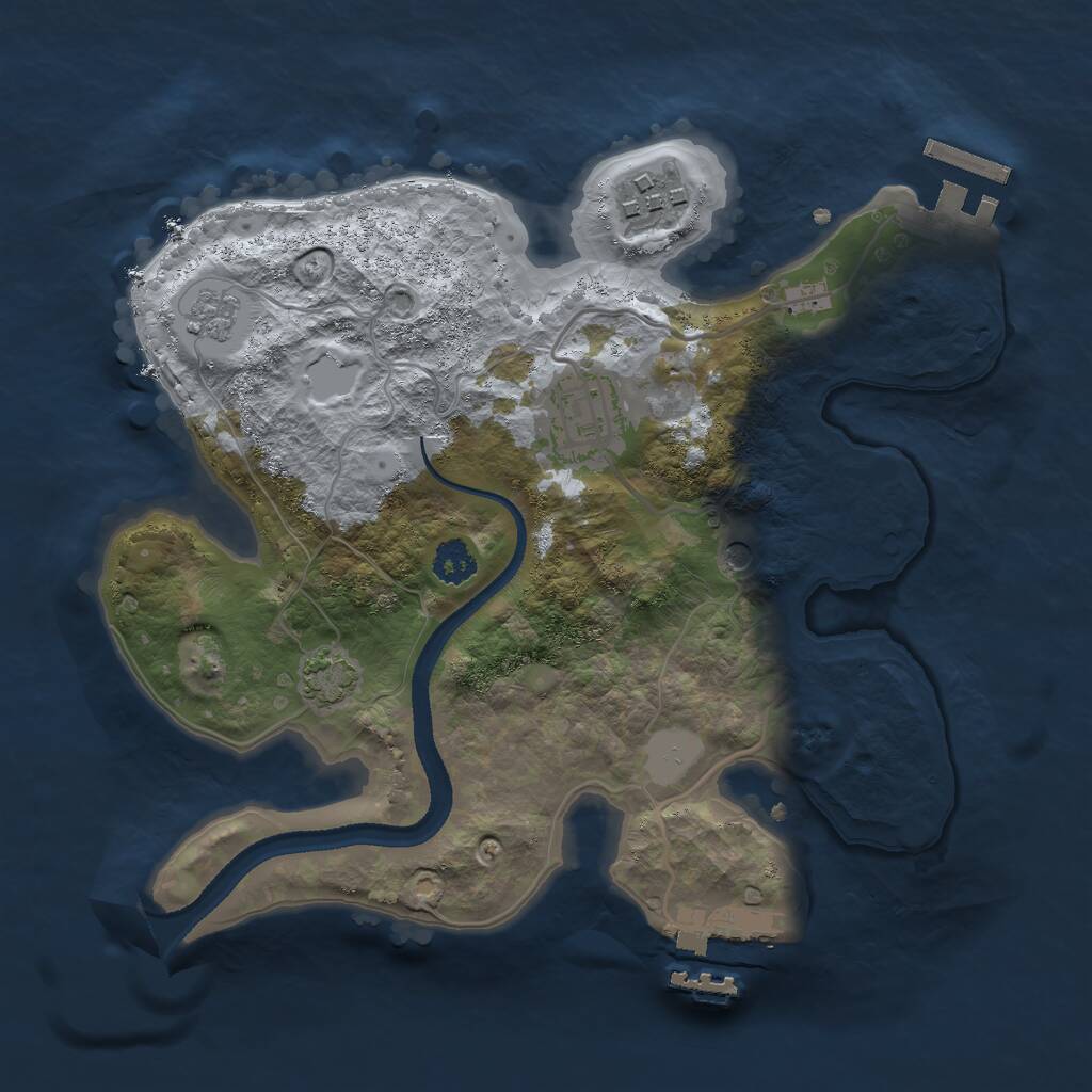 Rust Map: Procedural Map, Size: 2500, Seed: 594375, 8 Monuments