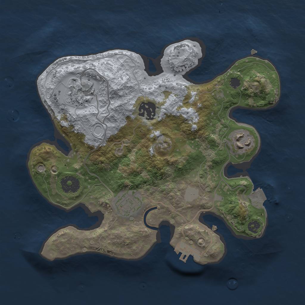 Rust Map: Procedural Map, Size: 2500, Seed: 594375, 8 Monuments