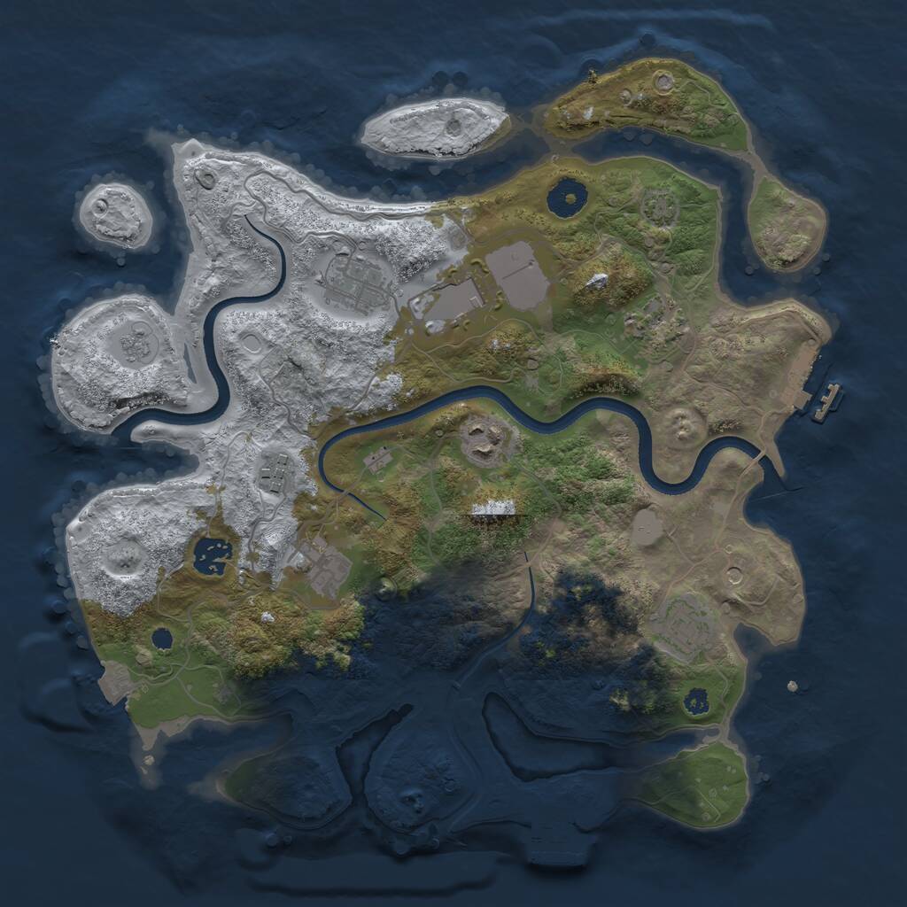 Rust Map: Procedural Map, Size: 3500, Seed: 88473893, 14 Monuments