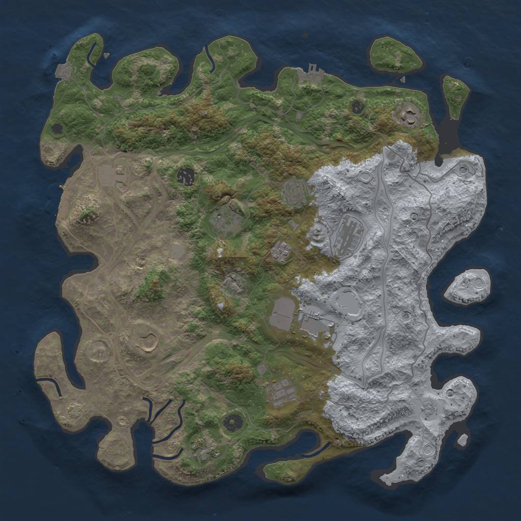 Rust Map: Procedural Map, Size: 4250, Seed: 1043888872, 19 Monuments