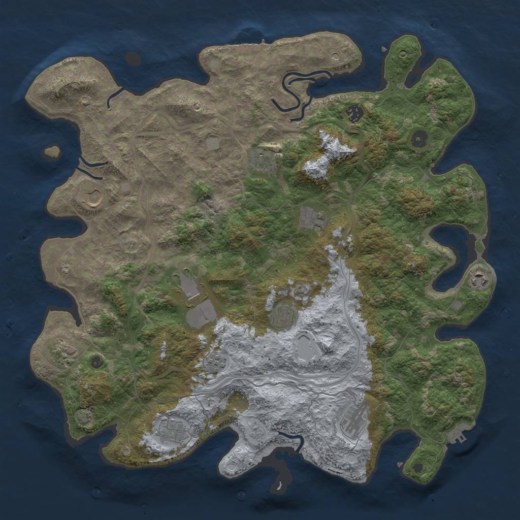 Rust Map: Procedural Map, Size: 4500, Seed: 1067017392, 19 Monuments