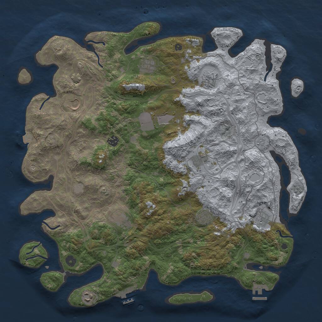 Rust Map: Procedural Map, Size: 4500, Seed: 1174157983, 17 Monuments