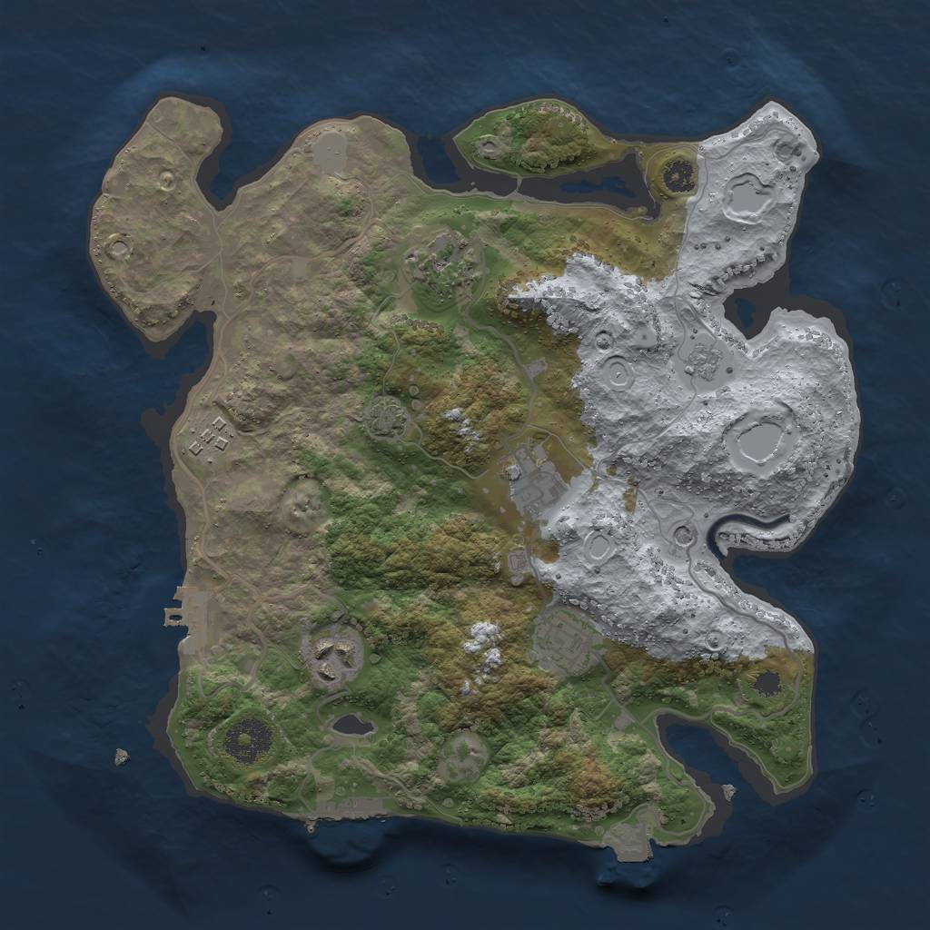 Rust Map: Procedural Map, Size: 3050, Seed: 530897572, 13 Monuments