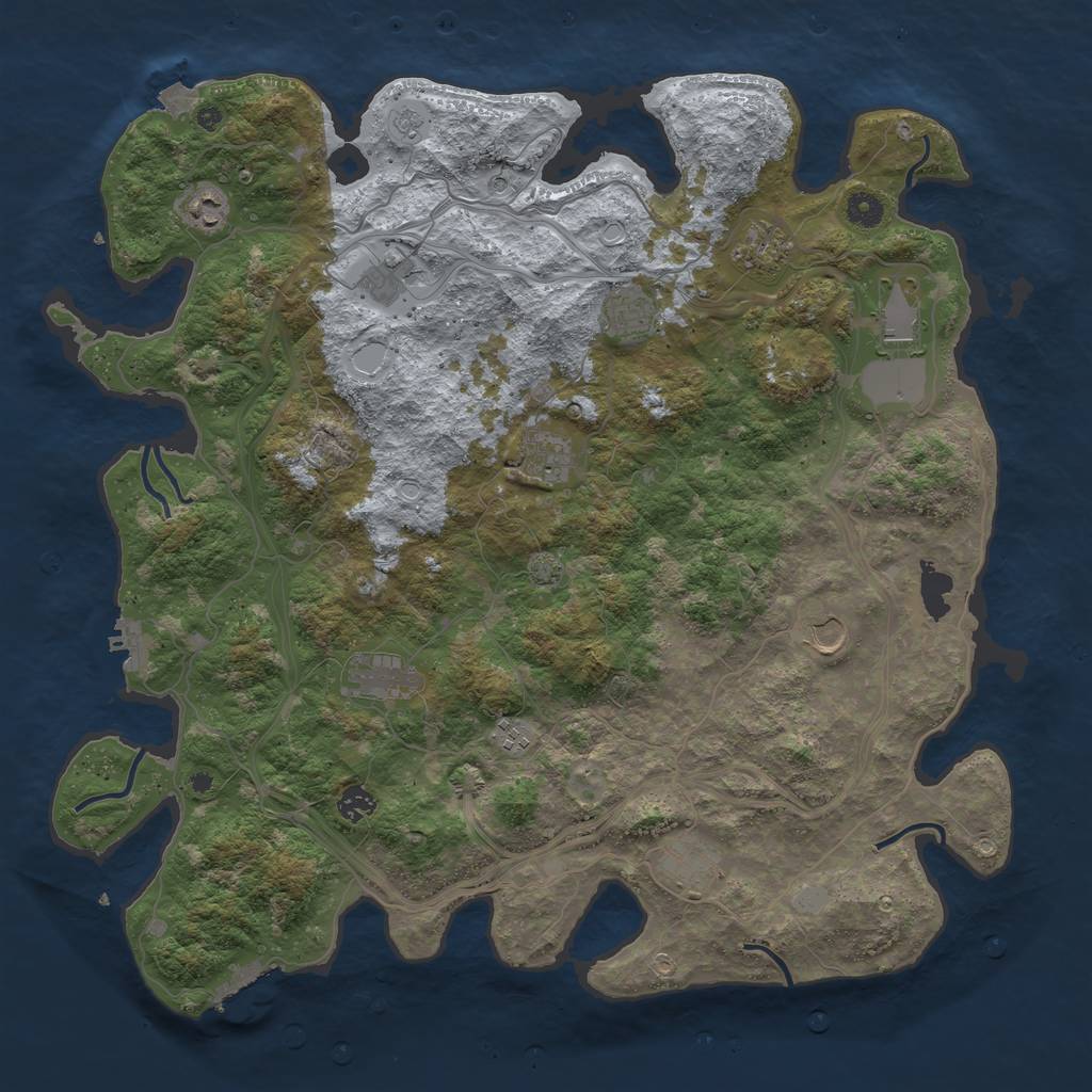 Rust Map: Procedural Map, Size: 4500, Seed: 1093735990, 19 Monuments