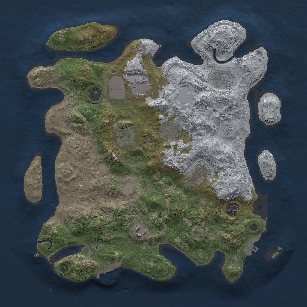 Rust Map: Procedural Map, Size: 3500, Seed: 2114999, 15 Monuments