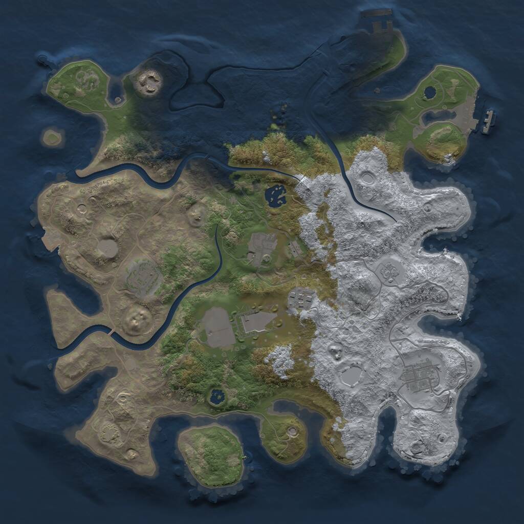 Rust Map: Procedural Map, Size: 3500, Seed: 1705557612, 13 Monuments