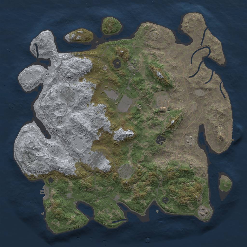 Rust Map: Procedural Map, Size: 4000, Seed: 20230525, 17 Monuments