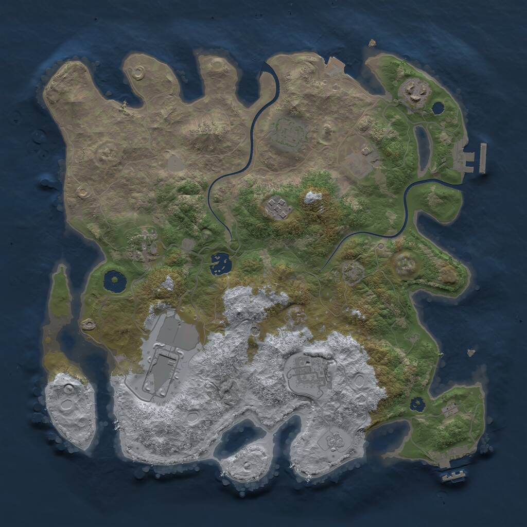 Rust Map: Procedural Map, Size: 3500, Seed: 54204157, 14 Monuments
