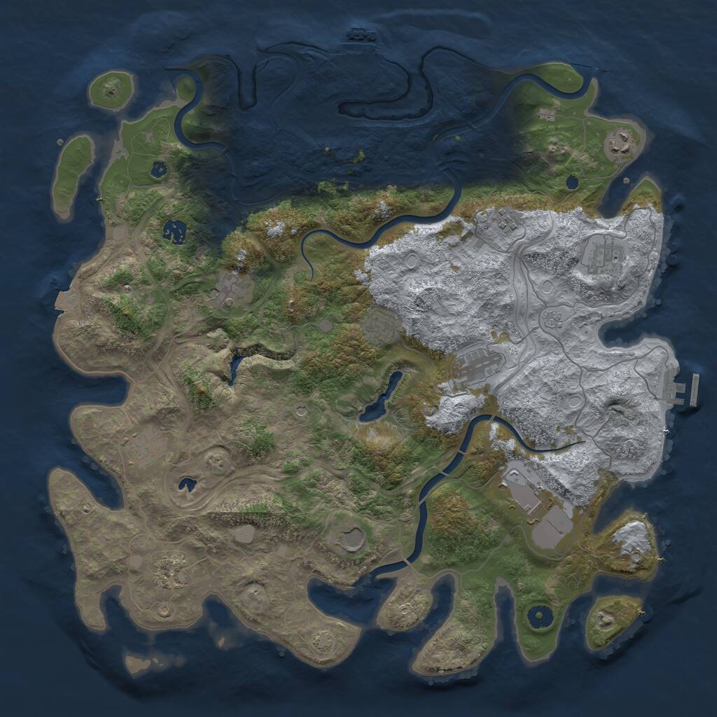 Rust Map: Procedural Map, Size: 4400, Seed: 19989570, 17 Monuments