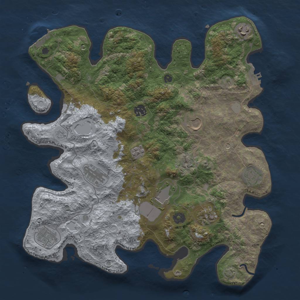 Rust Map: Procedural Map, Size: 3700, Seed: 42958608, 17 Monuments