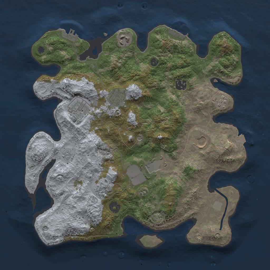 Rust Map: Procedural Map, Size: 3500, Seed: 664512880, 16 Monuments