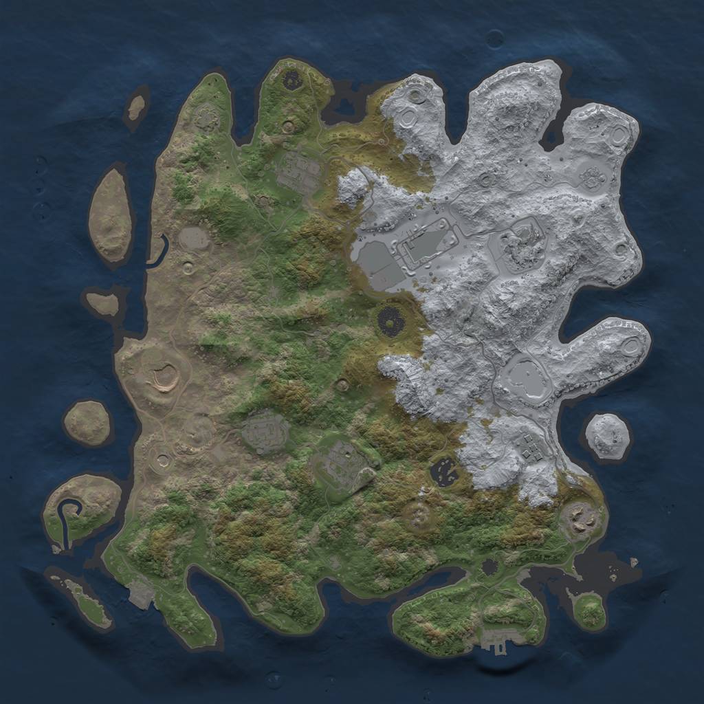 Rust Map: Procedural Map, Size: 3750, Seed: 50154156, 16 Monuments